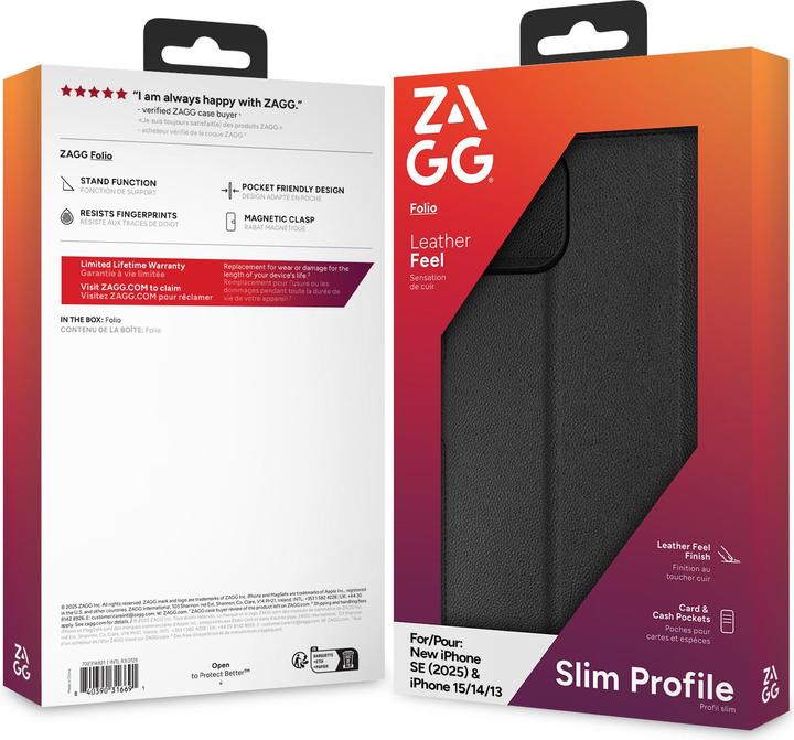 Actual product image Zagg iPhone 15/14/13 Wallet Cover - Black (Apple iPhone 13, Apple iPhone 15)