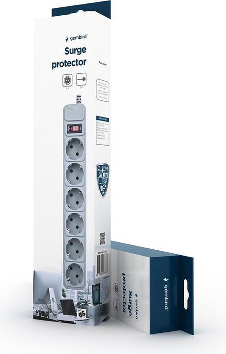 Actual product image Gembird Surge protector, 6 sockets, 10 ft (6 x, CEE 7/3, 3 m)