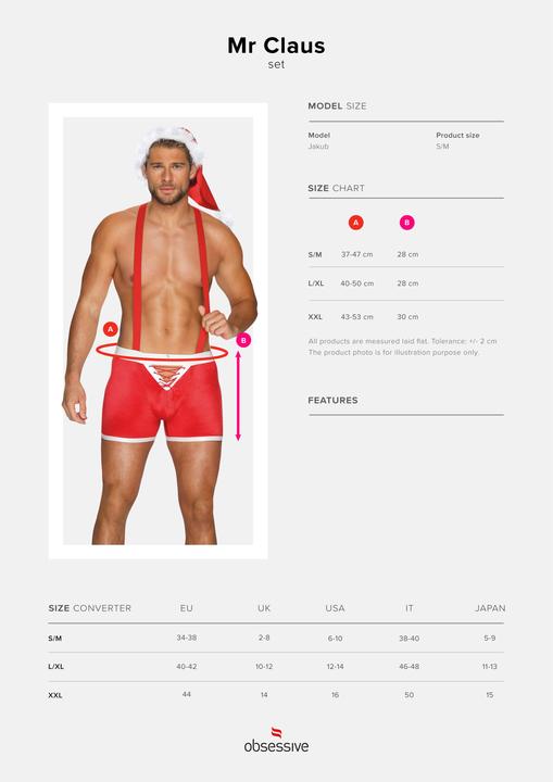 Actual product image Obsessive Mister Claus boxer shorts with braces and cap (L, XL)