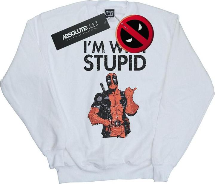Actual product image Womens/Ladies Deadpool I'm With Stupid Sweatshirt (L)