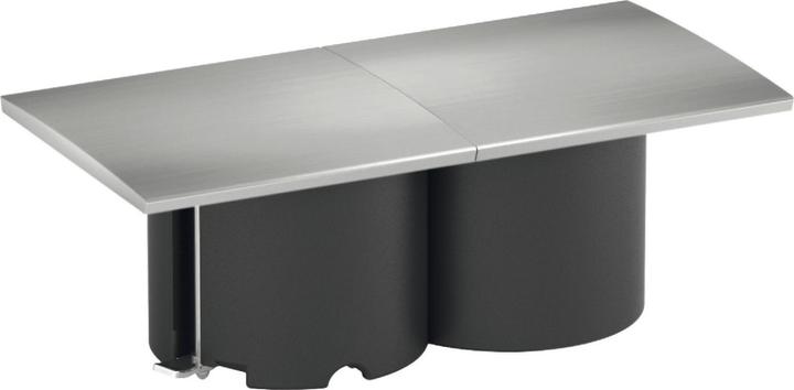 Produktbild Bachmann Steckdosenelement DUE 2xSchuko schwarz Abdeckung Edelstahl Effekt (2 x, CEE 7/3, 2 m)