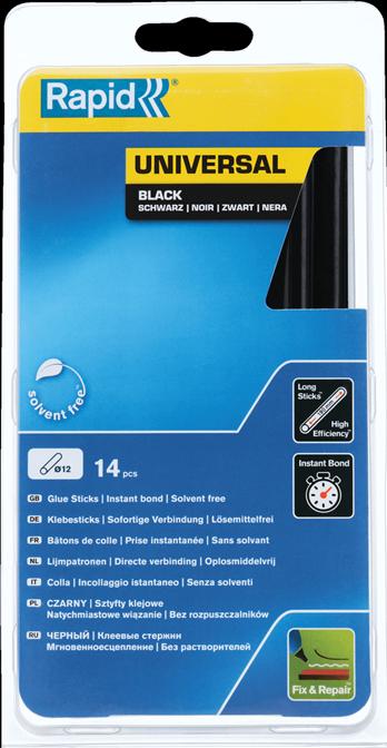 Produktbild Rapid Universal Schwarze Klebesticks Ø12x190mm 14 Stück