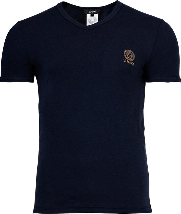 Versace T-Shirt Short Sleeves V Neck Jersey Topeka Bi-Stretch Cotton Organic New Logo