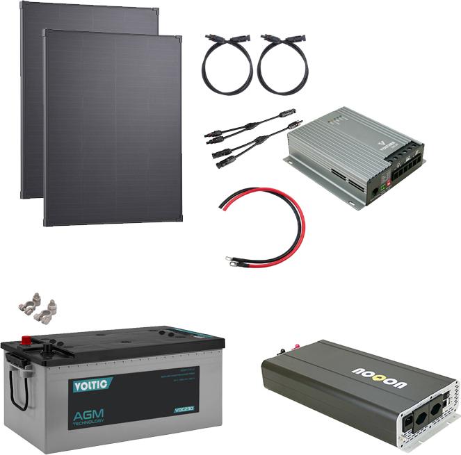 Actual product image Noqon Solar system set 400W with battery 230Ah and 2500W inverter incl. NVS/USV & charger (400 W)