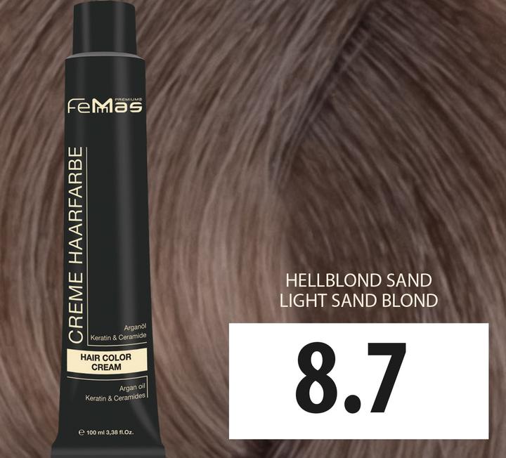 Immagine prodotto FemMas 8.7) Tinta per capelli biondo chiaro sabbia 100ml (Sabbia bionda chiara)