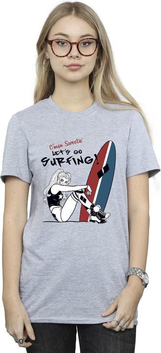 Actual product image Womens/Ladies Harley Quinn Let's Go Surfing Cotton Boyfriend T-Shirt (XL)