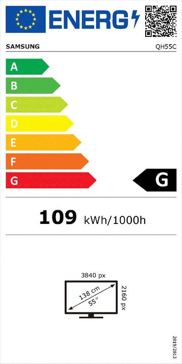 Energy Label Samsung QH55C (3840 x 2160 Pixels, 55")