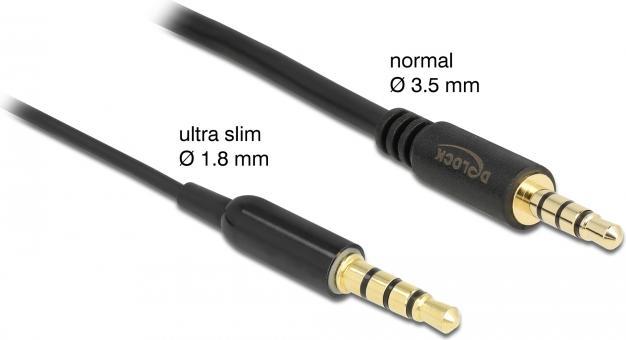 Immagine prodotto Delock Cavo di prolunga audio jack 3,5 mm 4 pin maschio a femmina Ultra Slim 0,5 m nero (0.50 m, Estensione)