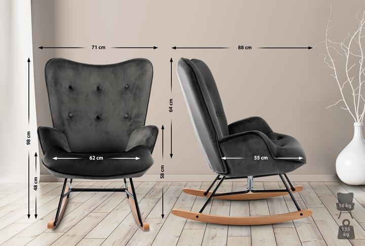 Immagine prodotto CLP Sedia a dondolo Sanka Velvet, Grigio scuro