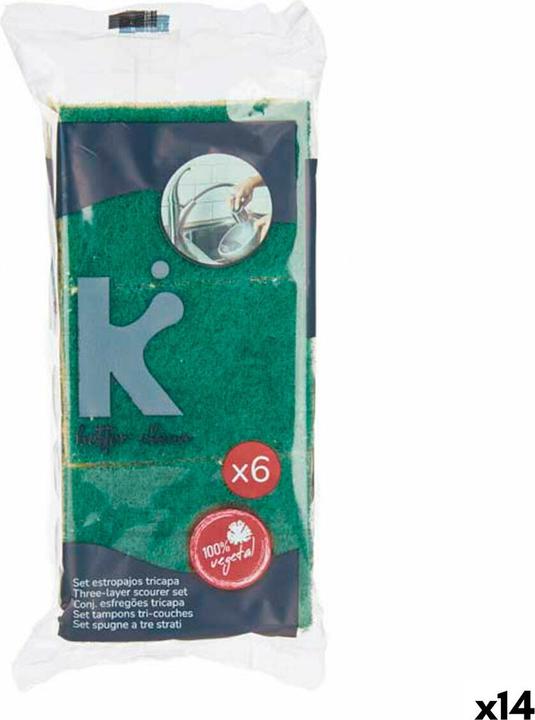 Image du produit Natec Scheuerschwämme-Set Abrasive Faser Gelb grün Cellulose 9 x 5,5 x 2,5 cm (14 Stück) (14 pcs)