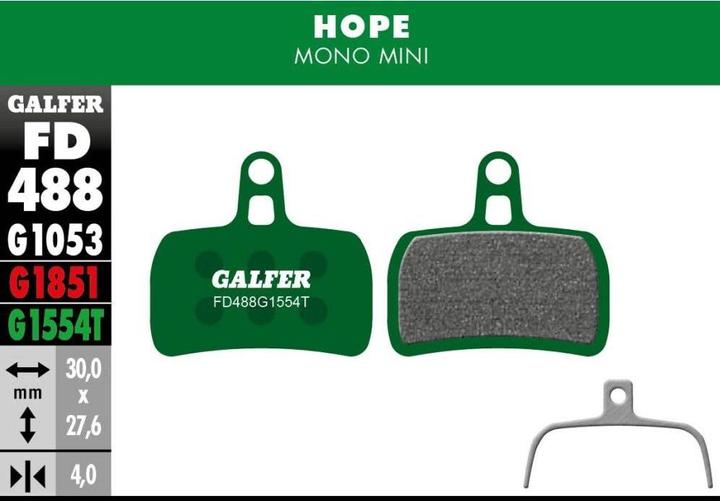 Image du produit Galfer Bike GALFER Brake Pad FD488 Pro "Hope Mono mini (Espoir, Organique)