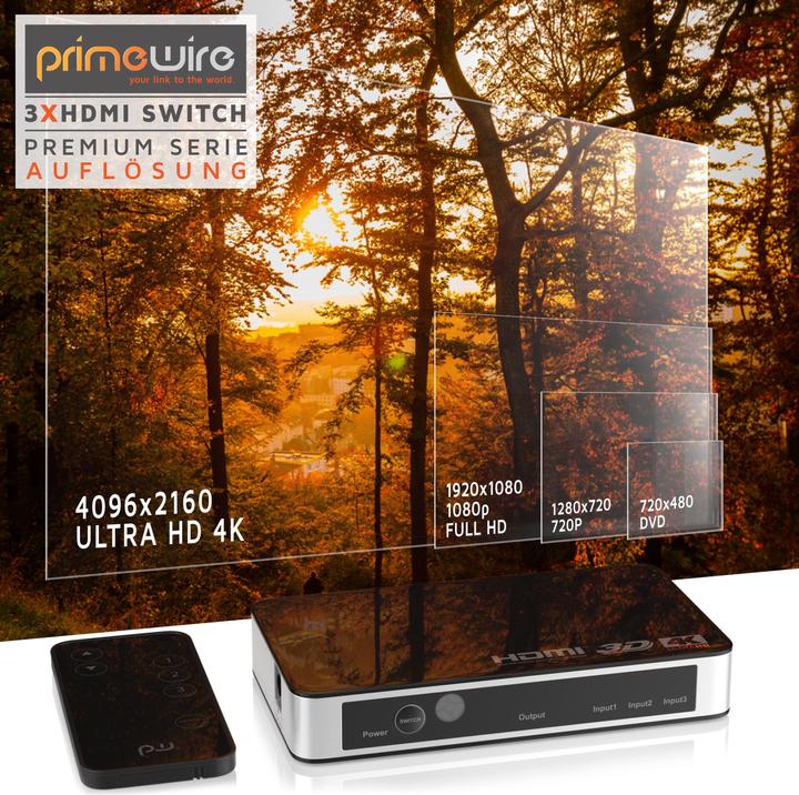 Image du produit Primewire Commutateur 3 ports HDMI 2.0
