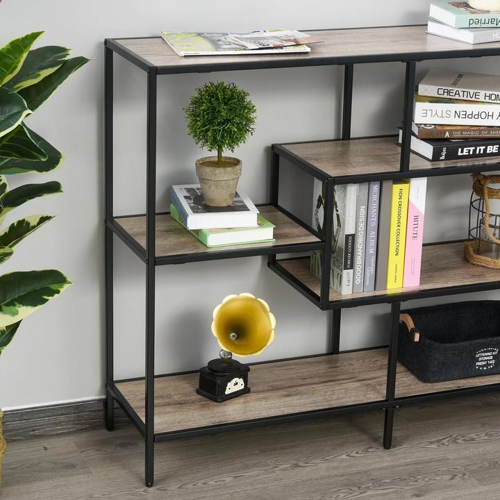 Produktbild Swisshandel24 Standregal, Bücherregal Lagerregal Industrieller Stil, Aktenregal, Küchenregal, P2 Spanplatte, Metal (120 x 32 x 95 cm)