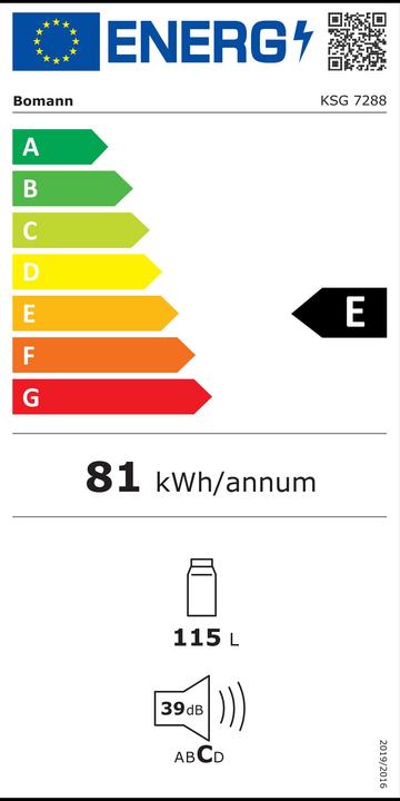 Energie-Label Bomann BOMA Glastürkühlschrank (115 l)