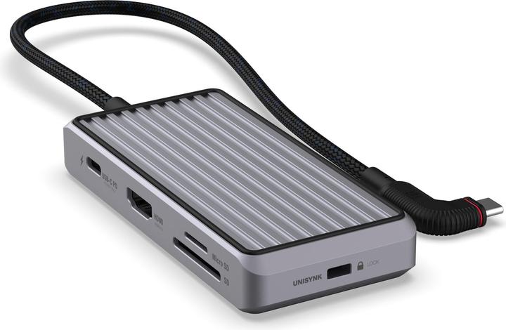 Produktbild Unisynk 8 Port USB-C Hub V2 4K 60 HZ 100QW Grey (USB-C)
