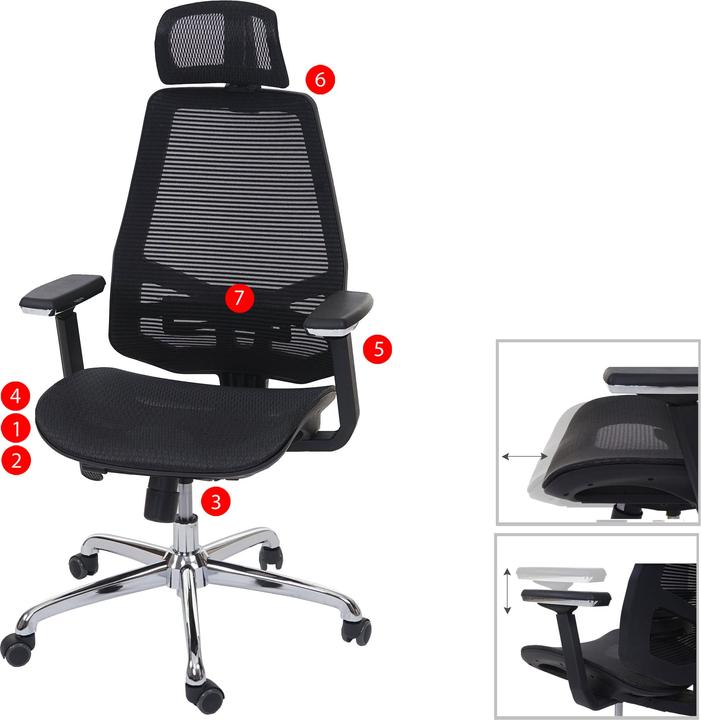 Immagine prodotto Swisshandel24 Sedia da ufficio, sedia da scrivania, funzione scorrevole tessuto/tessuto ISO9001 - nero/nero