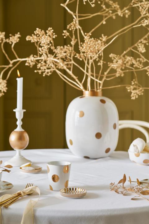 Immagine prodotto PIP Studio Tazza Dot Delight senza manico e vassoio per il tè bianco-oro 230ml (230 ml, 1 x)