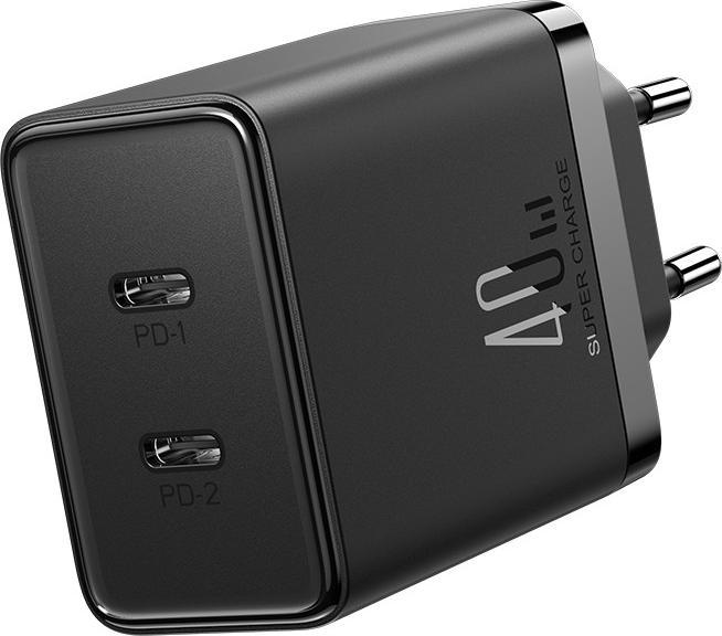 Image du produit Joyroom JR-TCF09 chargeur rapide 2x USB-C 40W - noir (40 W)