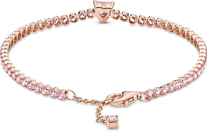 Actual product image Pandora 14k Rose Gold Sparkling Pavé Heart Tennis Bracelet (16 cm, Metal, rose gold-plated)