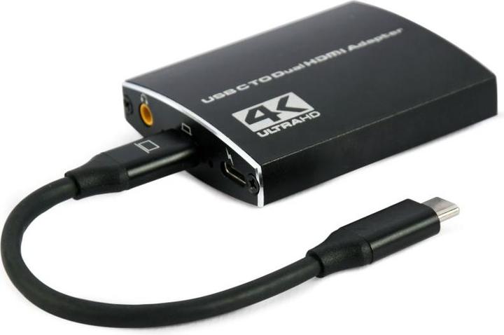 Actual product image Gembird USB-C to dual HDMI adapter 4K (0.15 m, HDMI)