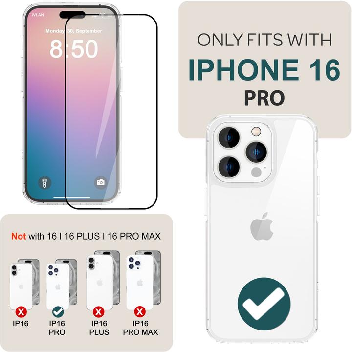 Image du produit Nalia 2x verre de protection & 1x gabarit (2 pièce(s), Apple iPhone 16 Pro)