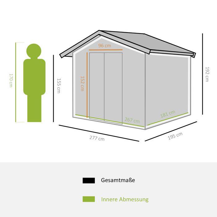 Image du produit Swisshandel24 Abri de jardin en métal avec fondations Vert clair 277 x 195 x 192 cm