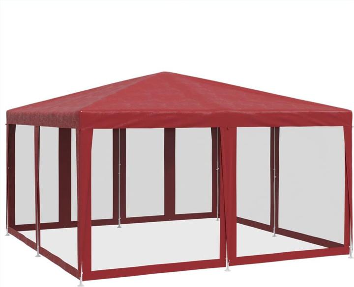 Immagine prodotto VidaXL Partyzelt Pavillon Festzelt mit 8 Mesh-Seitenteilen Rot 4x4m HDPE (400 cm, 400 cm)
