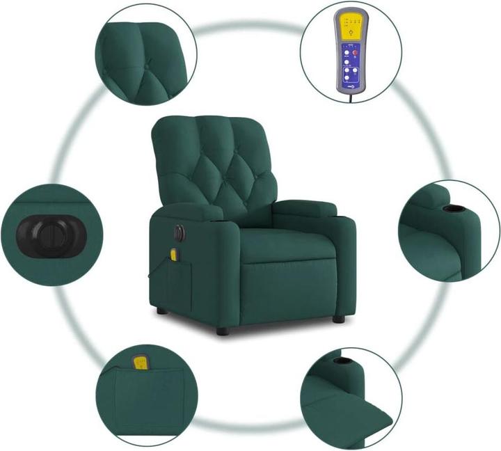Actual product image VidaXL Massage armchair TV armchair recliner electric dark green fabric
