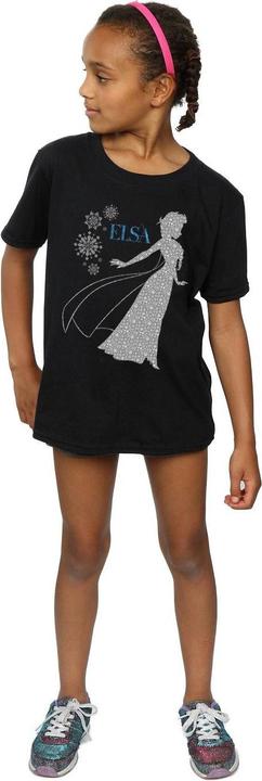 Actual product image Disney Girls Frozen Elsa Christmas Silhouette Cotton T-Shirt (152, 158)