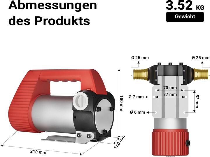 Immagine prodotto Wiltec Pompa di trasferimento autoadescante per olio bio diesel 12V/160W 40l/min H/D Portalbe