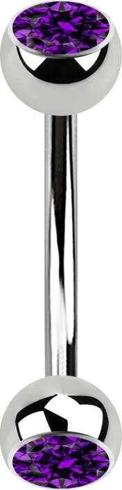 Immagine prodotto Star Piercing Banana argento con due sfere di cristallo viola (Acciaio chirurgico 316L)