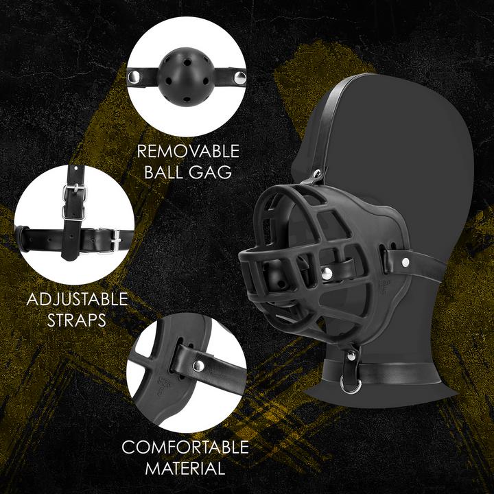 Actual product image Ouch! Muzzle with Removable Ball Gag - Black