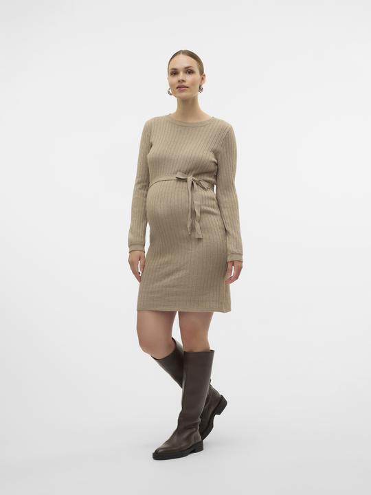 Produktbild Mamalicious Normal geschnitten Rundhals Gerippte Ärmelbündchen Ballonärmel Kurzes Kleid Strickkleid (XL)