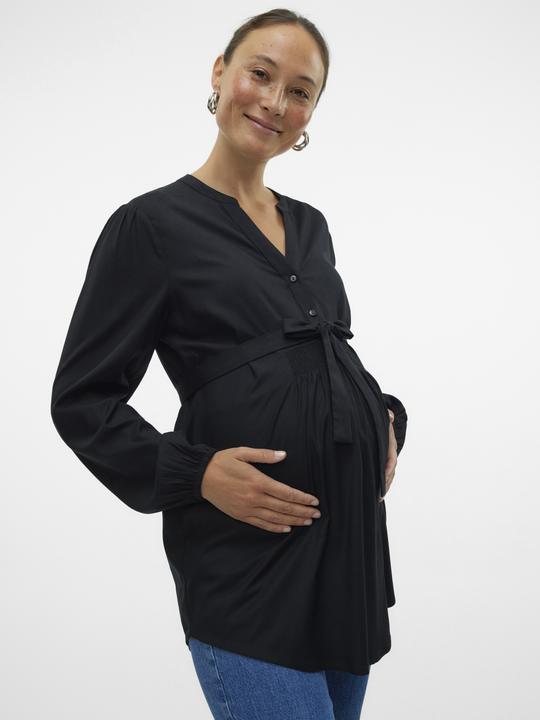 Image du produit Mamalicious Coupe normale Col mandarin Poignets élastiques Top manches ballon Blouse (L)