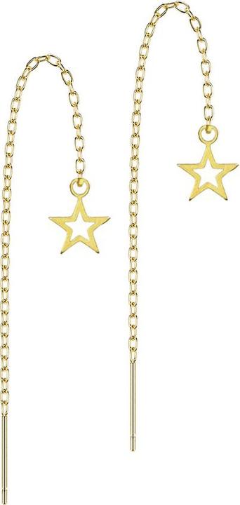 Produktbild Star Piercing Ohrstecker vergoldet freifallende Kette Stern (Chirurgenstahl 316L, ohne Messing)