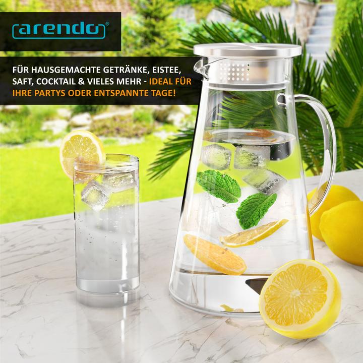 Image du produit Arendo Carafe en verre avec couvercle (1.80 l)