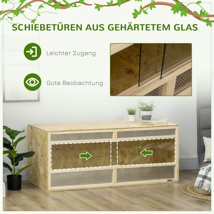 Produktbild Swisshandel24 Terrarium für Reptilien/Amphibien, Glasschiebetüren, Lüftungsgitter, 120x50x50cm