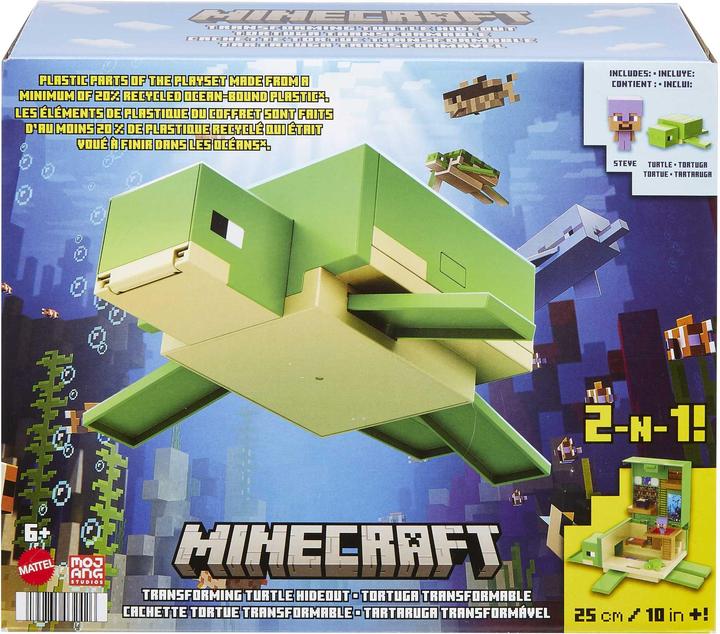 Actual product image Minecraft Transforming Turtle Hideout and Action Figures