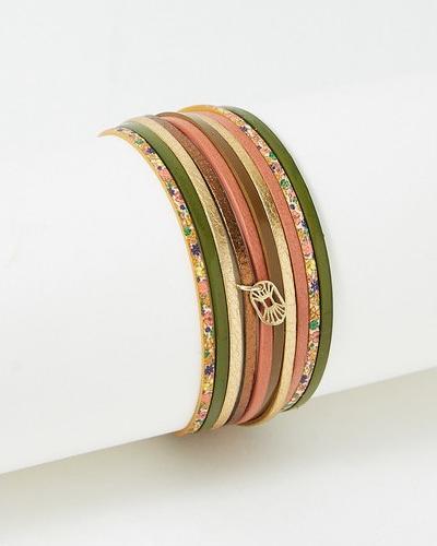 Produktbild Flowers Forzoé Magnum-Armband – Messingplatte – Echtes Leder