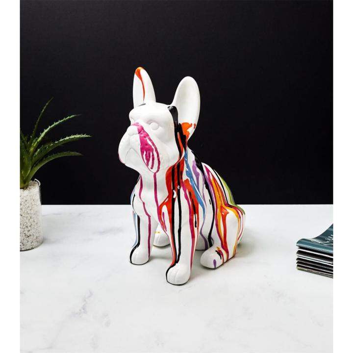 Image du produit Home Deco Factory bulldog ceramique coulures 30cm