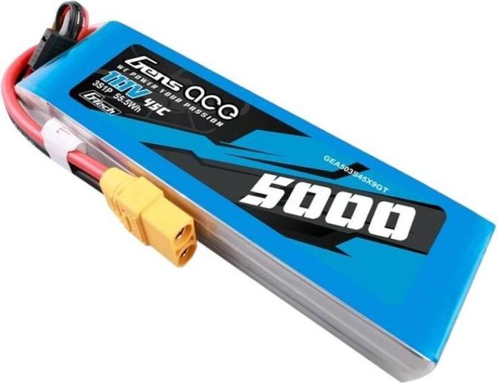 Actual product image Gens Ace G-Tech 5000mAh 11.1V 45C 3S1P lipo battery with XT90 Plug (11.10 V, 5000 mAh)