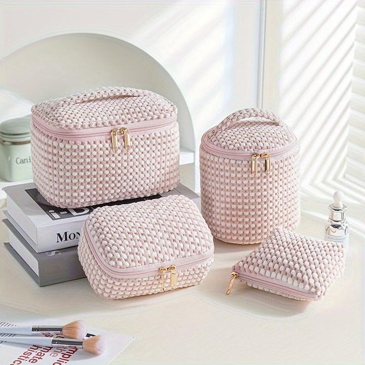 Image du produit Only-Bags.Store Set de 4 élégantes trousses de maquillage en velours côtelé, avec doublure en polyester.