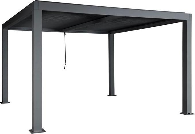 Mendler Pergola HWC-L46, 11cm aluminium frame, storm-proof rain gutter, 3x4m, anthracite (300 cm, 400 cm)