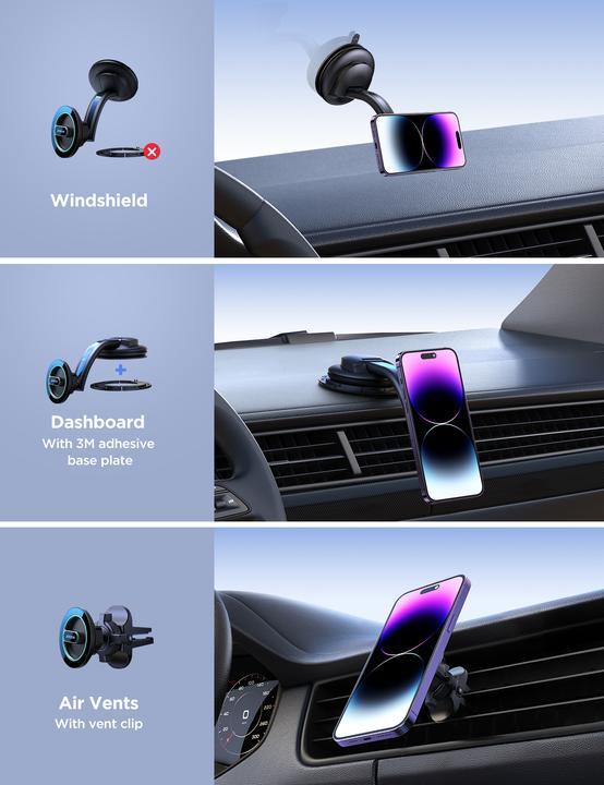 Produktbild Joyroom magnetischer Autotelefonhalter für Cockpit, Armaturenbrett schwarz (JR-ZS366)