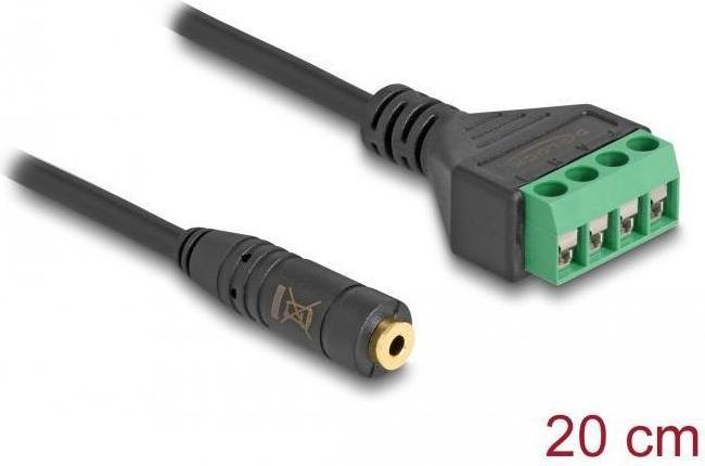 Produktbild Delock Kabel Klinkenbuchse 2,5 mm 4 Pin zu Terminalblock Adapter 20 cm (0.20 m)