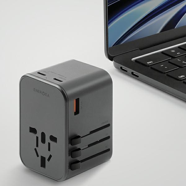 Image du produit Energea ład. siec. 1xUSB+2xUSB-C PD-PPS-QC 3.0 65W 1A2C adapter 4w1 US/UA/UE/UK szary/gunmetal Trave (65 W)