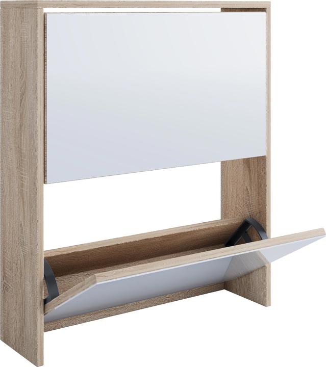 Produktbild VCM Holz Schuhschrank Stido L mit 2 Spiegel Schuhkipper (63 x 17 x 73 cm)