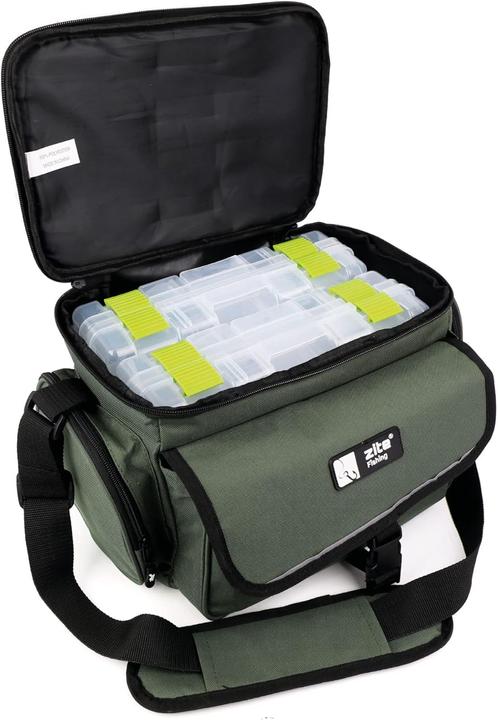 Zite Fishing Angeltasche mit 4 Tackle-Boxen