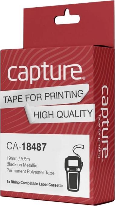 Actual product image Capture 19mm x 5.5m Black on Metallic