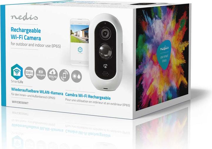 Actual product image Nedis SmartLife Outdoor Camera Wi-Fi 1920x1080 IP65 Max. Battery life: 6 months Cloud Storage ( (1920 x 1080 Pixels)